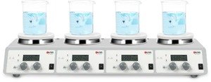 Фото DLAB MS-H340-S4 Цифровая магнитная мешалка с термодатчиком PT1000A (4 шт.) и держателем (4 шт.) (200-1500 об/мин)