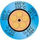 THRMX5CLK-8 термоиндикаторная наклейка Thermax 5 Clock (232, 241, 249, 254, 260 С) (уп/10)