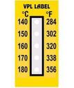 VPL VPLE10 термоиндикаторная наклейка Thermolabel Five Step (140, 150, 160, 170, 180 C) (уп/10шт)