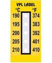 VPL VPLE7 термоиндикаторная наклейка Thermolabel Five Step (190, 195, 200, 205, 210 C) (уп/10шт)