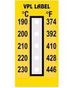 VPL VPLE11 термоиндикаторная наклейка Thermolabel Five Step (190, 200, 210, 220, 230 C) (уп/10шт)