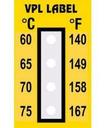 VPL VPLD2 термоиндикаторная наклейка Thermolabel Four Step (60, 65, 70, 75 C) (уп/10шт)