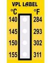 VPL VPLD6 термоиндикаторная наклейка Thermolabel Four Step (140, 145, 150, 155 C) (уп/10шт)