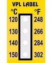 VPL VPLD12 термоиндикаторная наклейка Thermolabel Four Step (120, 130, 140, 150 C) (уп/10шт)