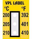 VPL VPLC10 термоиндикаторная наклейка Thermolabel Three Step (200, 205, 210 C) (уп/10шт)