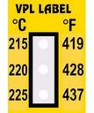 VPL VPLC11 термоиндикаторная наклейка Thermolabel Three Step (215, 220, 225 C) (уп/10шт)